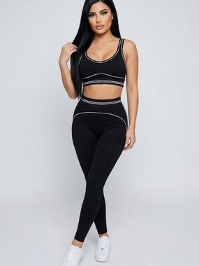 OTOS Women Yoga Set Sport Bra Legging Heart Throb Tummy Control Gym Blk Various